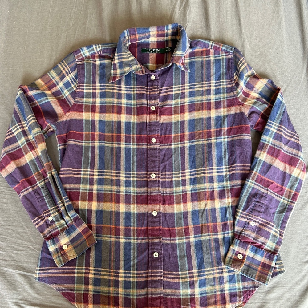 Ralph Lauren Women's Plaid Button Down Shirt - Purple, Red, Yellow